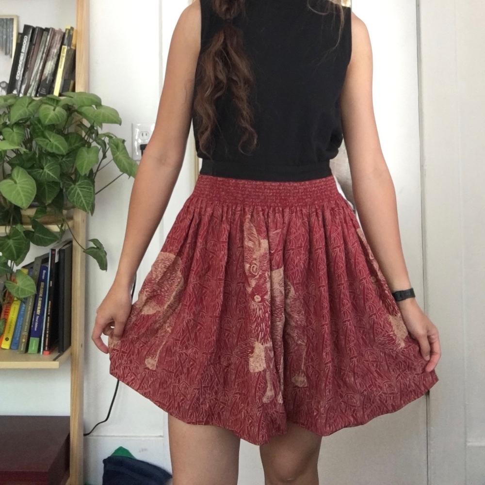 Circle skirt with fox print